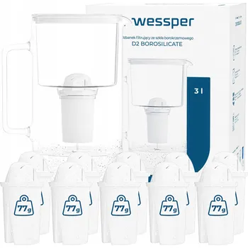 Filtrační konvice Filtrační konvice skleněný Wessper D2 BOROSILICATE 3l bílý + 11x filtr