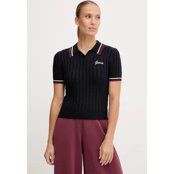 Polo tričko s příměsí vlny Guess SABINA V5BP04.Z1152 námořnická modř 59X, vel. S