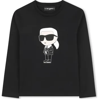 Chlapecké tričko Dětské bavlněné tričko s dlouhým rukávem Karl Lagerfeld černá barva, s potiskem, Z30953 Z30953.86.108 99X, vel. 86