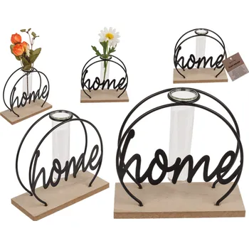 Stojan na květiny Stojan na rostliny na dřevěné desce - HOME