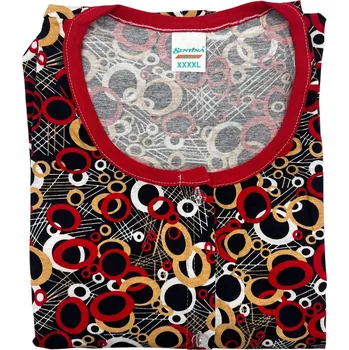 Kuchyňská zástěra Sentia Dámská rozepínací domácí halena ze 100% bavlny s kapsami ELIŠKA Barva: Červená, Velikost: 4XL