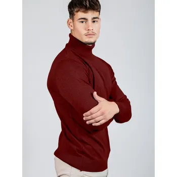 Pánský svetr Pánský elegantní bordó rolák, VELIKOST S