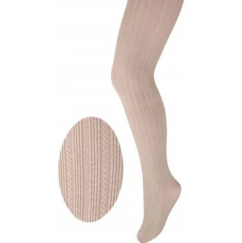 128-134 Dívčí Punčocháče s žebrovaným vzorem, hebké béžové