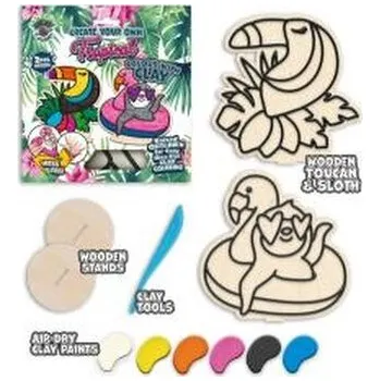 Set školních potřeb Zestaw do kolorowania plasteliną na drewnie Tropik