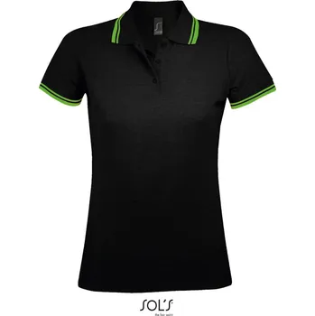Pánské tričko SOL's Collection Polokošile Pasadena Women, piqué, krátký rukáv, dámská COT250578a0403-black/lime L Černá/lime zelená