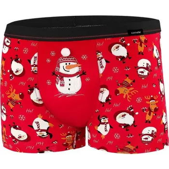 Boxerky Pánské boxerky Snowman - XL / červená
