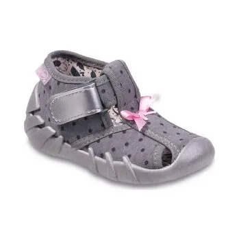 Dívčí bačkory 190P062 23 - dívčí bačkorky Befado 1SZ, šedá,tečky 190P062_25