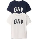 Dětské tričko GAP V-BF LOGO TEE 2PK 12-18M Tmavě modrá, Bílá