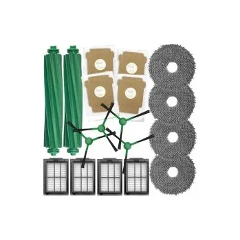 Sada příslušenství pro robotický vysavač Kartáče, HEPA filtry pro vysavač IROBOT Roomba Plus 405 Combo + AutoWash dock White sada mopů a sáčky 18ks