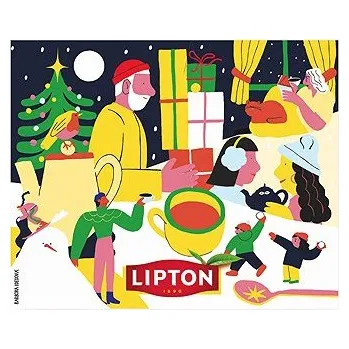 Čaj Lipton Vánoční výběr černých čajů 75 sáčků, dárková krabička