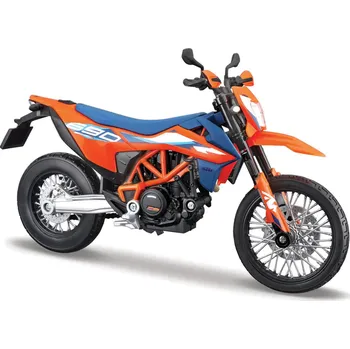 autíčko Maisto - Motocykel so stojanom, 2023 KTM 690 SMC R, oranžovo-modrá, 1:12