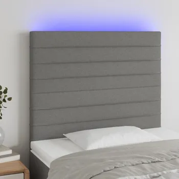 Čelo postele s LED tmavě šedé 90x5x118/128 cm textil IM_3122547