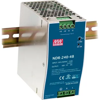 Příslušenství pro svítidlo FANEUROPE Driver DIN průmyslový, 1CH 24 V DC 240 W 10 A - vstup AC 90-264 V / DC 127-370 V, rozměr 6,3 x 12,52 x 11,35 cm - FANEUROPE FAN I-DRIVER-NDR-240-24