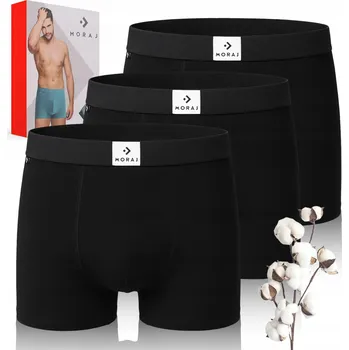 Pánské spodní prádlo KLASICKÉ PÁNSKÉ BOXERKY ČERNÉ BAVLNĚNÉ SET 3 KUSY *XXL