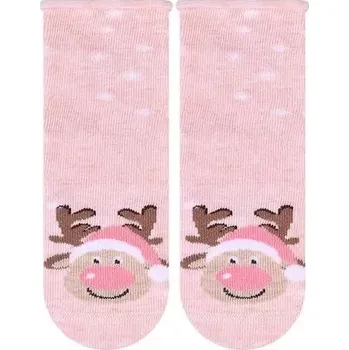 Dámské punčochy Kojenecké ponožky se sobem - 14-16 / růžová