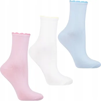 Dámské ponožky 3x Dámské dlouhé bavlněné Ponožky s volánky, barevné MORAJ 38-41