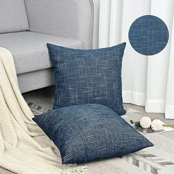 Povlak na dekorativní polštářek Povlaky na Polštáře Dekorativní Povlaky 40x40 Imitace Lnu 2ks Tmavě Šedá