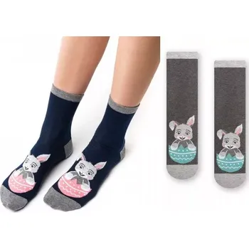 Pánské ponožky Dámske ponožky Velikonoční zajíček - 38-40 / tmavě modrá