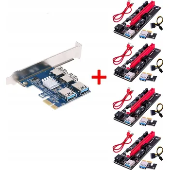 IP kamera PCI-E USB Riser Adaptér SPLITTER + 4x RISER 009s
