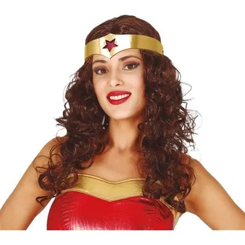 Karnevalová paruka Guirca paruka dlouhé tmavě hnědé kudrnaté vlasy