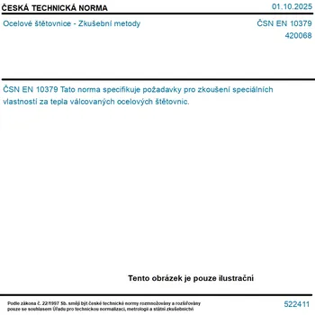 ČSN EN 10379 - Ocelové štětovnice - Zkušební metody - Tisk