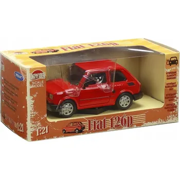 autíčko Model osobního auta Welly Fiat 126p, měřítko 1:21, červený