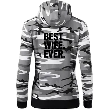 Dámská mikina Best wife ever - Dámská mikina trendy zipper s kapucí - L ( Šedý maskáč )