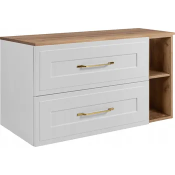 Koupelnový nábytek Skříňka do koupelny pod umyvadlo Bílá Dub 80 Regál Rámeček čelo MDF DESKA