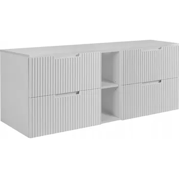 Koupelnový nábytek Skříňka pod umyvadlo 140 cm bílá, moderní frézovaná MDF dvířka