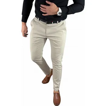 ModaMeskaMM pánské elegantní kalhoty béžové, velikost 32