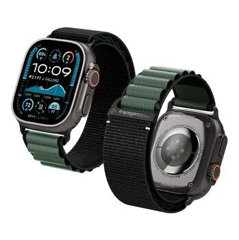 Chytré hodinky Spigen Fabric Band (hook), black green - Apple Watch 49mm/46mm/45mm/44mm