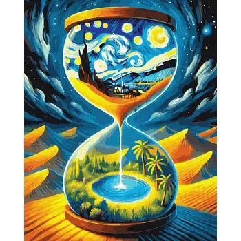 Malování podle čísel iPicasso Přesýpací hodiny vesmíru 40x50 cm na rámu