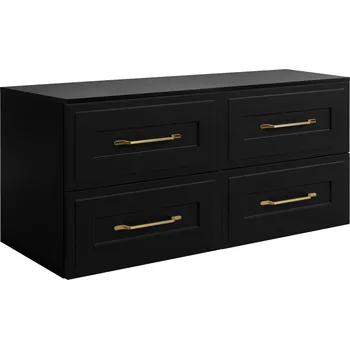 Koupelnový nábytek Černá Koupelnová Skříňka pod Umyvadlo 120 cm Rámeček Kovový Přední Panel MDF Deska