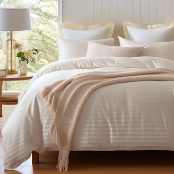 Povlečení SATÉNOVÉ POVLEČENÍ SATINLOVE EXCLUSIVE CIZGILI 160X200 CM, 2KS 70X80 CM BÉŽOVÉ