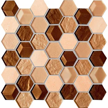 Obklad Drops stone brown hex mozaika scienna - obkládačka mozaika 30x29,8 6003190