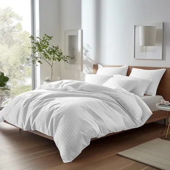 Povlečení SATÉNOVÉ LOŽNÍ POVLEČENÍ SATYNLOVE EXCLUSIVE CIZGILI 220X200 CM, 2 KS 70X80 CM BÍLÁ