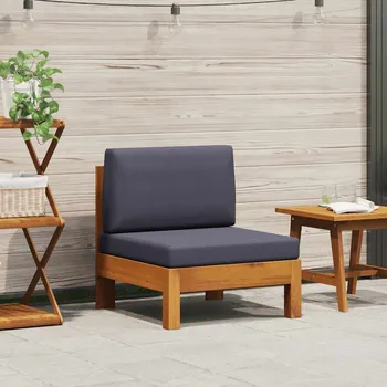 Zahradní pohovka zahrada-XL Středová pohovka s tmavě šedými poduškami masivní akácie 310647