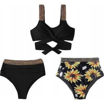 Dámské plavky Plavky bikini 3v1 s vysokým pasem S (S137)