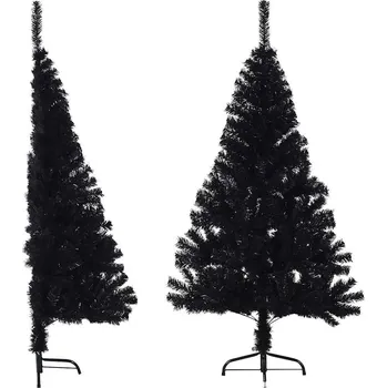 Vánoční stromek OMAXI Umělý poloviční vánoční stromek se stojanem černý 150 cm PVC 021469