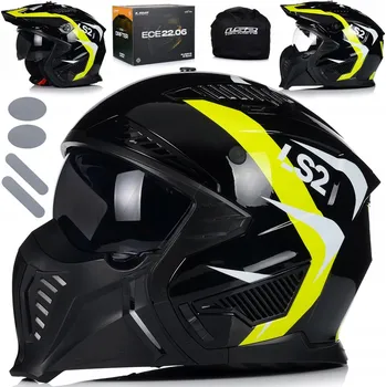 Helma na motorku Motocyklová přilba otevřená LS2 OF606 DRIFTER TRIALITY H-V YELLOW XXL