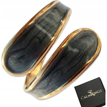 Prsten ZLATÝ PRSTÝNEK ČERNÝ VZOR ocel chirurgická imitace perleti