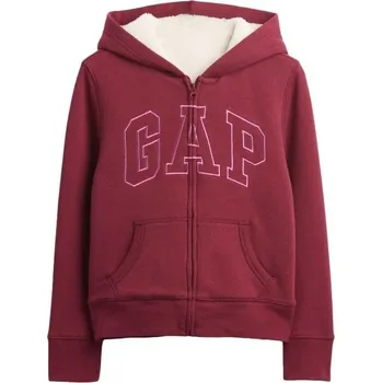 Dámská móda Dívčí zateplená mikina GAP V-FRCH LOGO COZY FZ S Vínová, Bílá