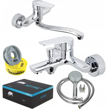 Vodovodní baterie Nástěnná vanová a sprchová baterie s jednou pákou Sotbe GAULA, stříbrná