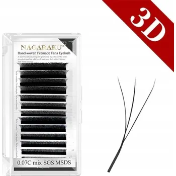 Umělé řasy Řasy Nagaraku 3D W-shape Mix C, 0.07, 8-12 mm