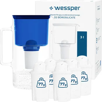 Filtrační konvice Filtrační konvice skleněný Wessper D2 BOROSILICATE 3l modrý + 6x filtr