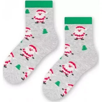 Dětská móda Dětské ponožky Veselý Santa - 32-34 / světle šedá