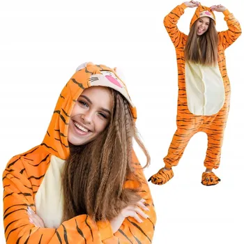 Karnevalový kostým Pyžamo Onesie Kigurumi Kostým Převlek Tygřík S: 145-155cm