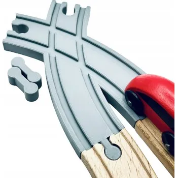 Vláček a vláčkodráha Výhybka + 2 spojky pro dřevěné vláčkodráhy - dřevěný vláček