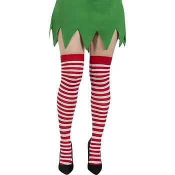 Karnevalový doplněk Funiglobal - Červenobílé pruhované punčochy -