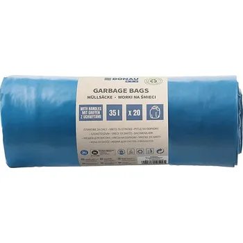 Pytle na odpadky Pytle na odpadky DONAU ECO, se stahovacími úchyty Knoties, 35 l, 20 ks, modré